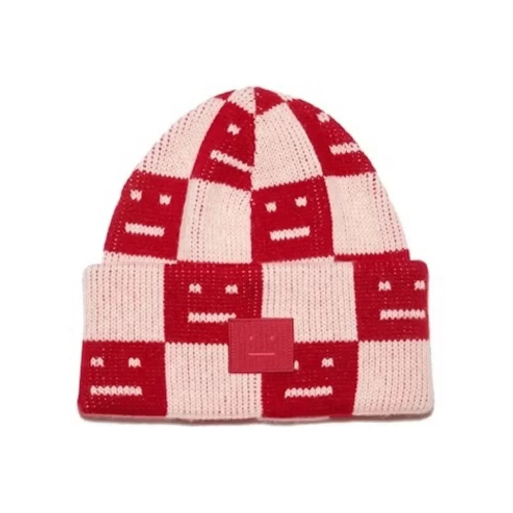 Acne Studios Kids Checkered Wool Beanie Hat 4-6 Gorpcore Streetwear Luxury